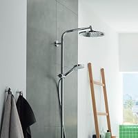 hansgrohe Crometta S - wassersparendes Duschsystem (EcoSmart) ohne Armatur, Regendusche (240 mm) mit Umsteller, Handbrause (2 Strahlarten), Schlauch, Brausestange und Kopfbrause, Chrom, 27270000 – Ansicht 2