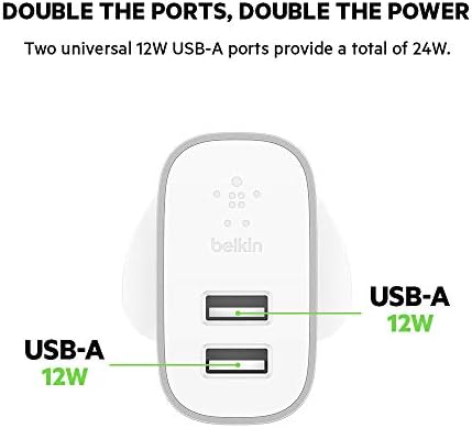 Belkin Boost Charge 2 - Port Home Charger - 24 W Multi-USB Charger for iPhone XS, XS Max, XR, Samsung Note9, S9, S9+ and More