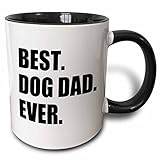 3dRose Best Dog Dad Ever-Fun Pet Owner Gifts for Him-Animal Lover Text Two Tone Mug, 11 oz, Black