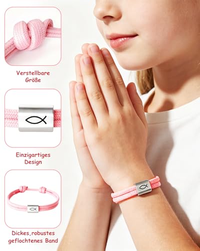 TUZELITY Kommunion Geschenke Armband für Mädchen und Jungen – Ichthys Fisch Symbol Armband mit Geldgeschenkkarte & Geschenkbox – Erstkommunion Geschenk Armband für Kinder