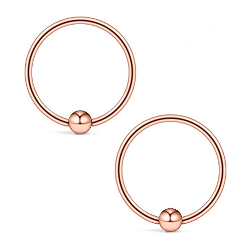 Ruifan 22G 8mm Nose Hoop Lip Eyebrow Tongue Helix Tragus Cartilage Septum Piercing Ring 2PCS - Rose Gold