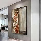 XBTYKPB Tableau élégant représentant une femme, portrait mural sensuel, peinture de figure féminine, toile figurative contemporaine, décoration de chambre (21x30cm/sans cadre)