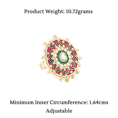 Adjustable Kundan Studded Meenakari Touch Rings, Elegant Gift