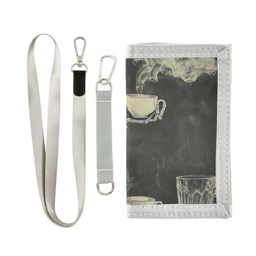 Skull Hotdrink Blackwhite Kids Wallet for Boys Girls Trifold Outdoor Sport Wallets for Youth Teen Children Wallet with Zippered Coin Pockets Card Holders Front Pocket Wallets with Magic Sticker2