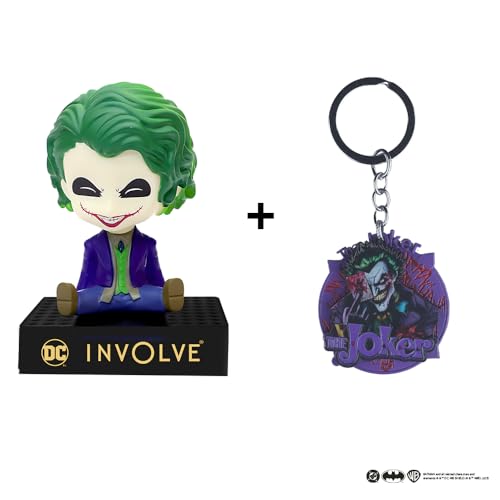 Image of Involve DC The Joker Character Fiber Bobblehead Car Perfume & Keychain | OFFICIAL DC MERCHANDISE from Warner Bros | Car Air Freshener | Car Accessories 2026 | Car Dashboard Idol | Dashboard Figurine