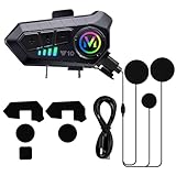 MotorMinds Y10 Motorrad Bluetooth Headset V5.3, Helm kopfhörer für Lautsprecher Freisprechen, Motorradhelm Gegensprechanlage(1000 mAh)