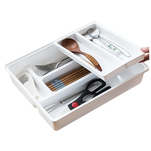 Organizador de cajones apilables, bandeja deslizante de plástico de 2 niveles para electrodomésticos de cocina, organizador de cocina de varios niveles para gabinete, despensa, cajón, refrigerador, c