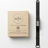 Morning Vibe - Silent Vibrating Alarm Clock Watch | Sleep Wristband for Partners, Parents, Deep Sleepers and Deaf - 10 Custom Alarms, Month Long Battery Life and New Reinforced Strap | Midnight Black