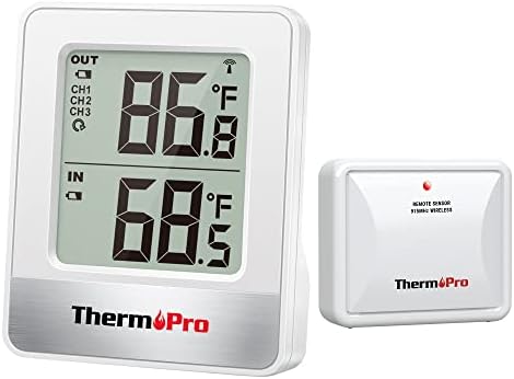 ThermoPro Indoor Outdoor Thermometer Wireless TP200B, Thermometer indoor outdoor with Temperature Sensor Up to 500FT, Outdoor Thermometers for Patio Garden Cellar Home Room