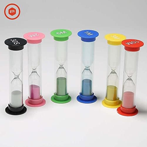 Temple Sand Timer for Kids-Colorful and Attractive-Easy to Operate- Pack of 6 Hourglasses- Visual Tool for Kids- Learning Tool