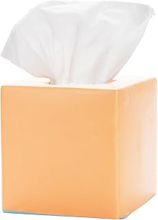 Simple Solid Ceramic Tissue Box Cover, Square Tissue Holder, Rose