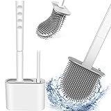 Toilet Brush, Silicone Toilet Brush, Toilet Brush and Stand, Toilet Cleaning System, Wall Mounted To