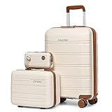 Joyway Luggage Carry On 20inch Lightweight Polypropylene Carrying Case with TSA Lock, Rigid Suitcases Sets with Swivel Wheels,14inch Cosmetic Bag and 7inch Toiletry White