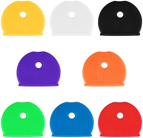 Uniclife Key Cap Rings, 50 Pack, 8 Assorted Colors Key Identifier Tag Covers