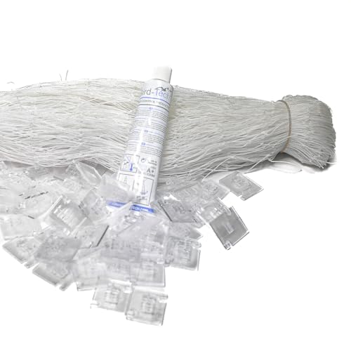 Red de Balcón para Gatos y Pájaros Transparente + 100 Fijaciones + 2 Tubo de Silicona 80 ml