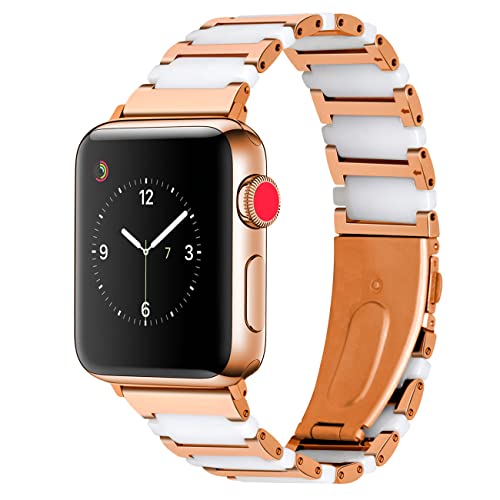 Bracelet Apple Watch léger acier céramique or rose blanc 38 40 41 mm