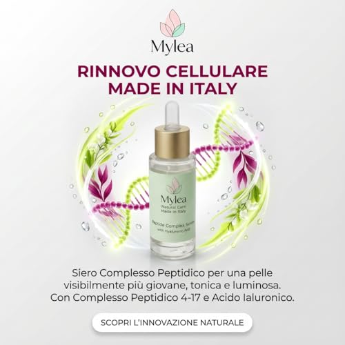 Mylea Complex Serum | Siero Viso 30ml | Peptidi, Acido Ialuronico, Acido Lattobionico | Idratazione profonda, texture leggera, azione levigante | Riduce rughe, pelle tonica, pelle idratata