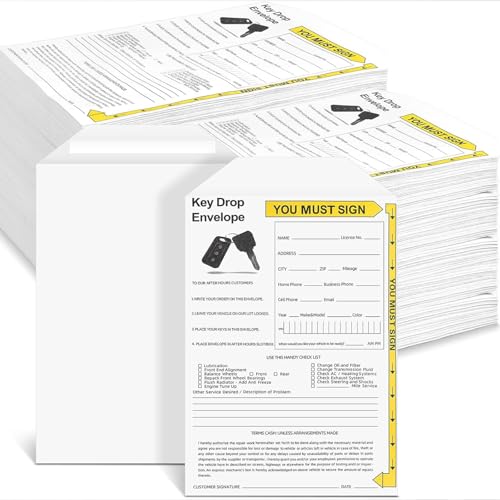 Sayglossy 500 Pack Key Drop off Envelopes 6' x 9' Open End After Hours Key Envelopes Auto Shop...