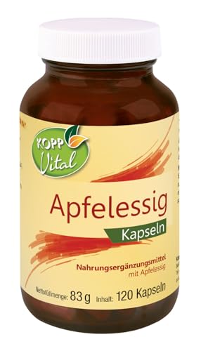 KOPP Vital® Apfelessig | 120 Kapseln | 83 g | 120 Kapseln | 83 g | fermentierter Apfelsaft | Nahrungsergänzungsmittel