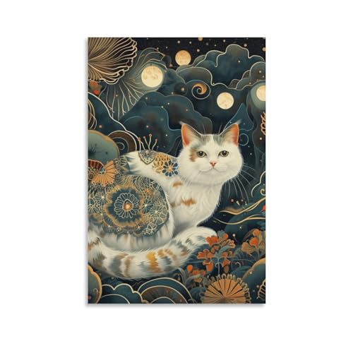 Petit chat tableau déco murale pour habiller un grand mur blanc de couloir