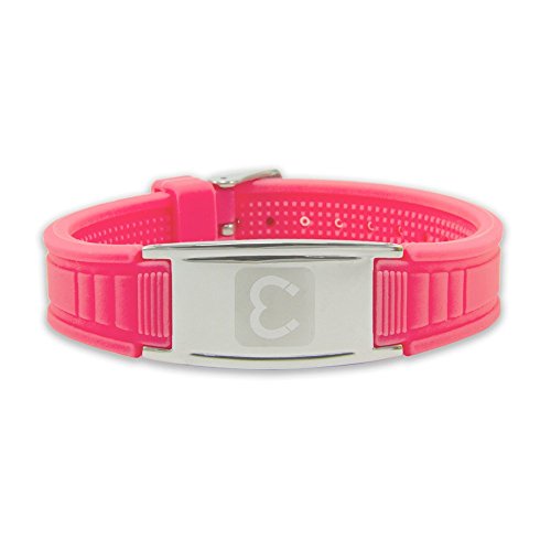 First4magnets Unisex zeldzame aarden magneet sport armband-roze, metaal, zilver, 25 x 10 x 3 cm
