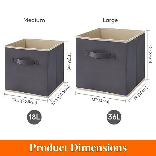 Lifewit Collapsible Storage Cubes, 13 Inch Foldable Fabric Bins, Multi-color Organizers, Decorative Organizing Baskets for Shelves, Closet, Utility Room, Storage Room, Set of 10, Grey by Lifewit - Image 2