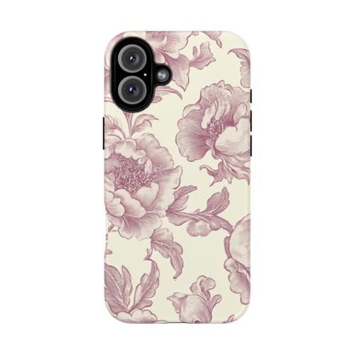 Coque rigide iPhone 16 Plus anti-traces bordeaux floral mat