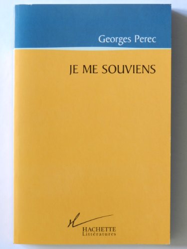 Je Me Souviens [French] 2010198859 Book Cover