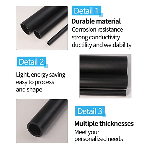 Image of Feelers 2PCS Aluminum Tubing 5 /8 inch (16mm) OD x 17 /32 inch ID x 10 inch Length, 1.2mm Wall Thickness, Aluminum Round Pipe for Handcraft, DIY, Architectural Decor, Black