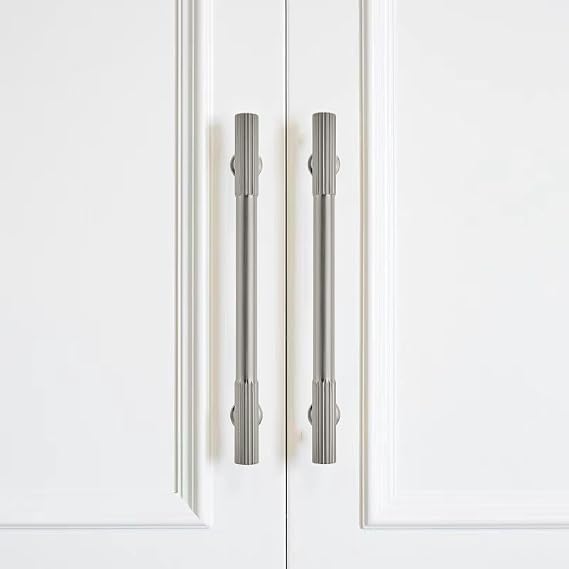 2-Pack 3-3/4 Inch Hole Center Brushed Satin Nickel Cabinet Pulls Solid Heavy Duty Cabinet Pull is Suitable for Drawers Dressers Handles Kitchens Bathroom cabinets