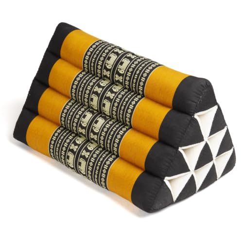 Produktfoto von Dreieck Thaikissen, Kapokfüllung, Meditationskissen, schwarz/orange