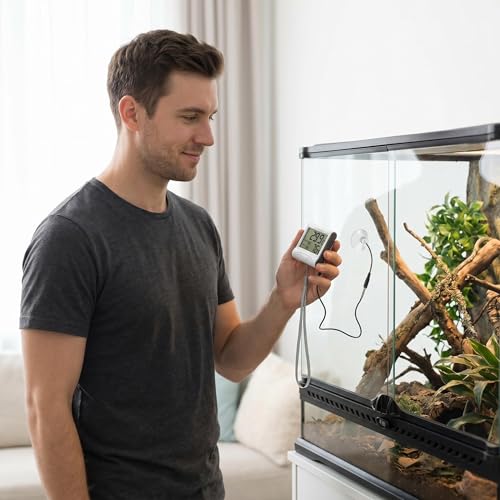 LXSZRPH Reptile Thermometer Hygrometer with High Low Temperature Alarm Digital Aquarium Thermometer with Hook and Loop Temperature Humidity Meter Gauge for Terrariums, Vivariums, Reptile Tanks (2) — view 3