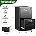 GangMei 2 Drawer Metal Vertical File Cabinet with Lock, Narrow Filing Cabinet with Hanging Letter/Legal/A4 Folders for Home, Office, Assembly Required, Black, 2 Drawers