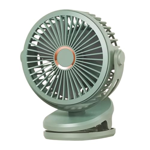 Ventilador de clip recargable, ventilador de abrazadera recargable con pilas, dispositivo de refrigeración giratorio silencioso, soplador ajustable de 720 grados de 4 velocidades para el hogar