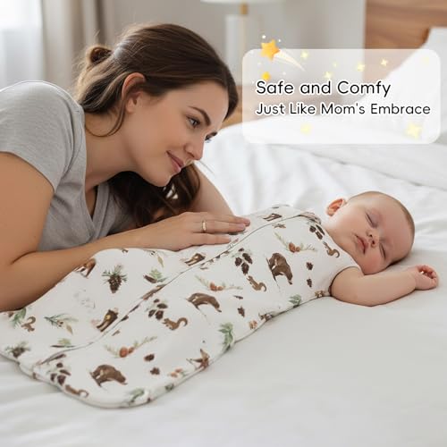 Image of david's kids 100% Organic Cotton Baby Sleep Sack 18-24 Months, Ultra Soft Baby Wearable Blankets with 2-Way Zipper, 2 Pack Comfy Toddler Sleeping Bags for Boys Girls Neutral, X-Large Size, Woodland
