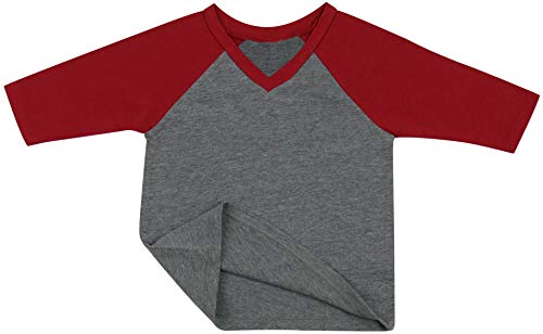 Image of ToBeInStyle Kids Boys Girls Cotton Jersey Contrast Raglan V-Neck Tee T-Shirts