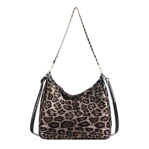 Bolsa de mão moderna com estampa de leopardo (marrom grande)