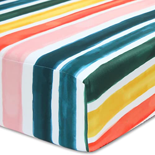 Image of Soft Fitted Crib Sheet, Stretchy and Breathable Toddler Crib Sheet for Boys and Girls, Fits Standard Crib and Toddler Mattress (Rainbow)