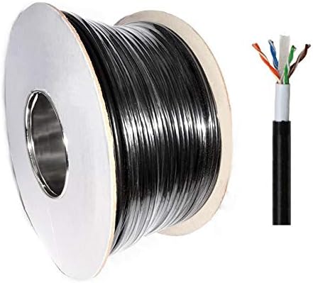 100m Cat6 Heavy Duty External SOLID COPPER Double Lined UTP Network Cable for Outdoor Use BLACK Reel