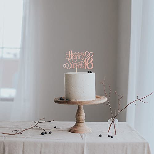 1 Pcs Happy Sweet 16 Cake Topper Glitter 16Th Birthday Cake Pick Cheers To 16 Years Birthday Cake Decoration For Happy 16Th Birthday Anniversary Party Decorations Supplies Rose Gold #TOP4