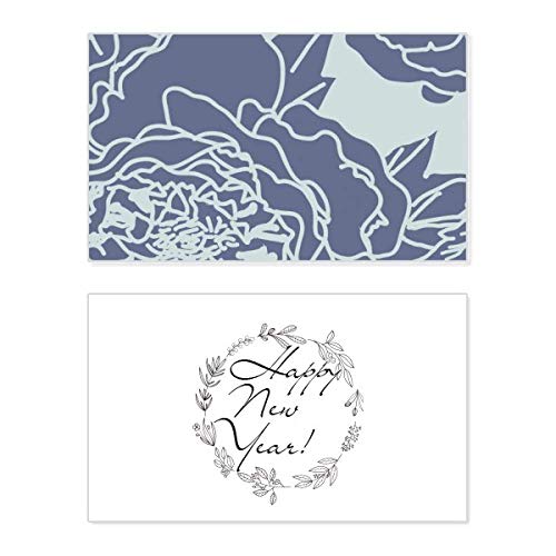 Tarjeta de felicitación de año nuevo con peonías: elegancia conmemorativa de alta calidad