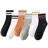 Digoon 6 Pairs Fashion Striped Athletic Socks for Women,Casual Cute Vintage Crew Socks,All Season Socks for Women (Multicolor-2)