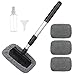 Produktbild Autowaschbürste mit Teleskopstiel Set mit 4 Waschbürstenüberzug, Scheibenreiniger Auto Windschutzscheiben Reiniger Autoscheiben Innenreiniger, Grau Microfaser Reinigungsbürste Auto Reinigungsset