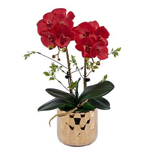 Fausse fleur orchidée artificielle Phalaenopsis avec jardinière et vase de décoration