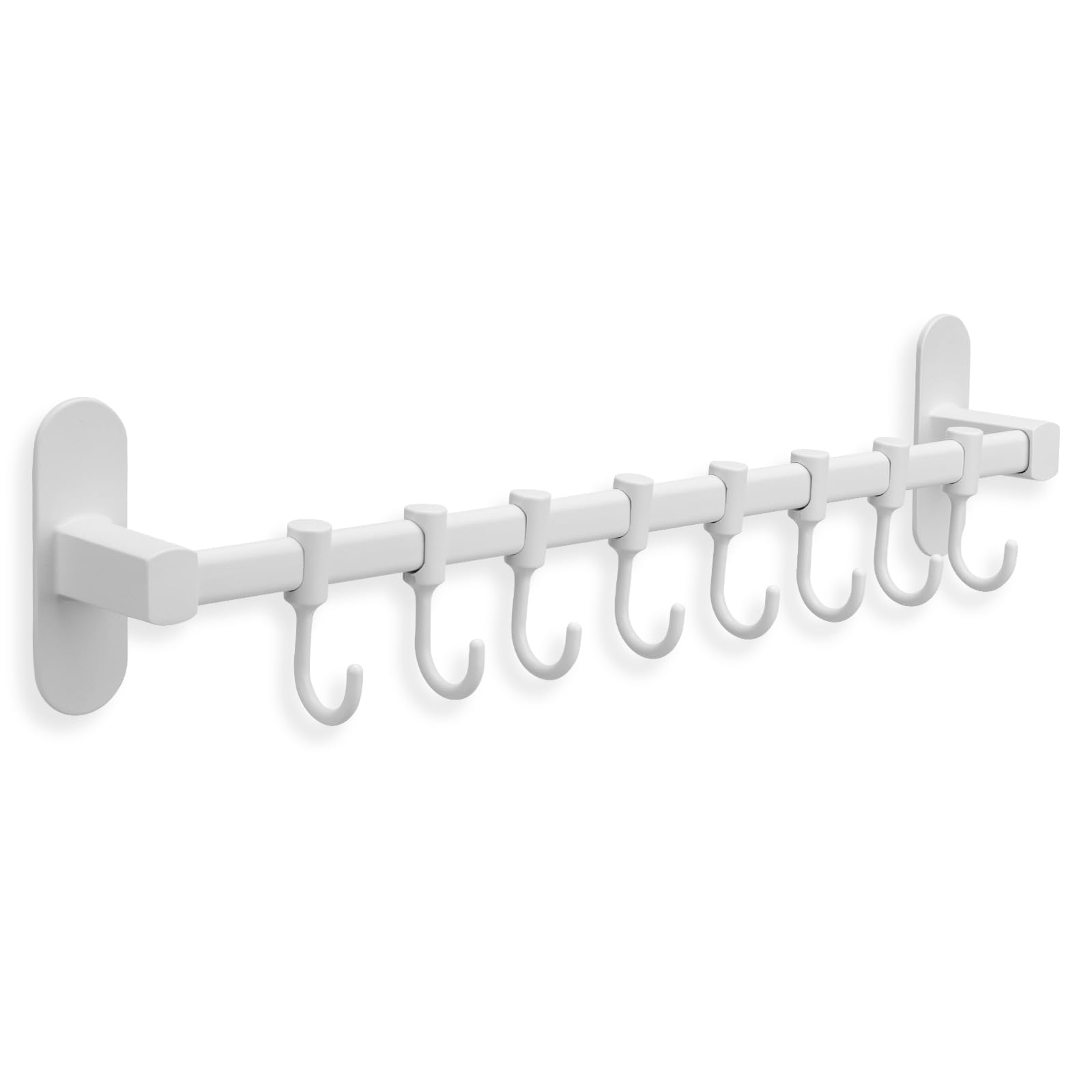 Galerie SV Colgador Utensilios Cocina con 8 ganchos - Colgador Trapos Cocina - Soporte Utensilios Cocina - Porta Utensilios de Cocina - Barra de cocina - Sin taladrar - 40 cm - Ajustable