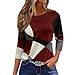 JXKIKOZE 3/4 Length Sleeve Womens Tops,Cotton Dressy Casual Crew Neck Summer Shirts for Women 2025 Trendy Business Loose Fitted Basic Tops Spring Clothing for Women Reds M