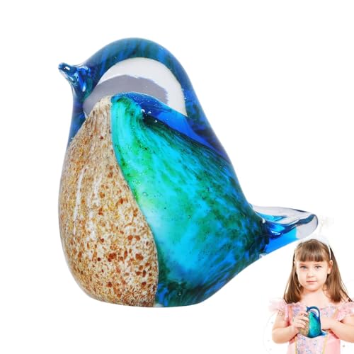 Oiseaux faits à la main : statuette et figurine d'oiseau bleu en verre - 2