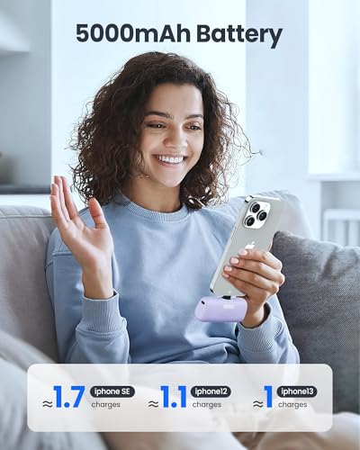 Taegila EB612 Portable Phone Charger For Iphone, 5000Mah Small Power Bank Mfi Certified Built In Cable Lcd Display & Led Light thumb #1