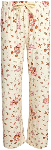 Image of COCO BRANDS Strawberry Shortcake Womens Pajama Sets - 2 Piece Soft Stretch Button Down Sleep Shirt and Pajama Pants