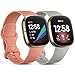 CeMiKa 2 Paquete Correa Compatible con Fitbit Versa 3 Correa/Fitbit Sense Correa, Suave Deportiva de Repuesto Correa Compatible con Fitbit Versa 3/Sense, Pequeña Rosa/Gris